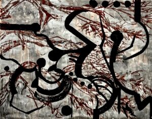 Cathy Jiang - E Jackson from the series Mossain: Ink, oil pastel, pottery glaze